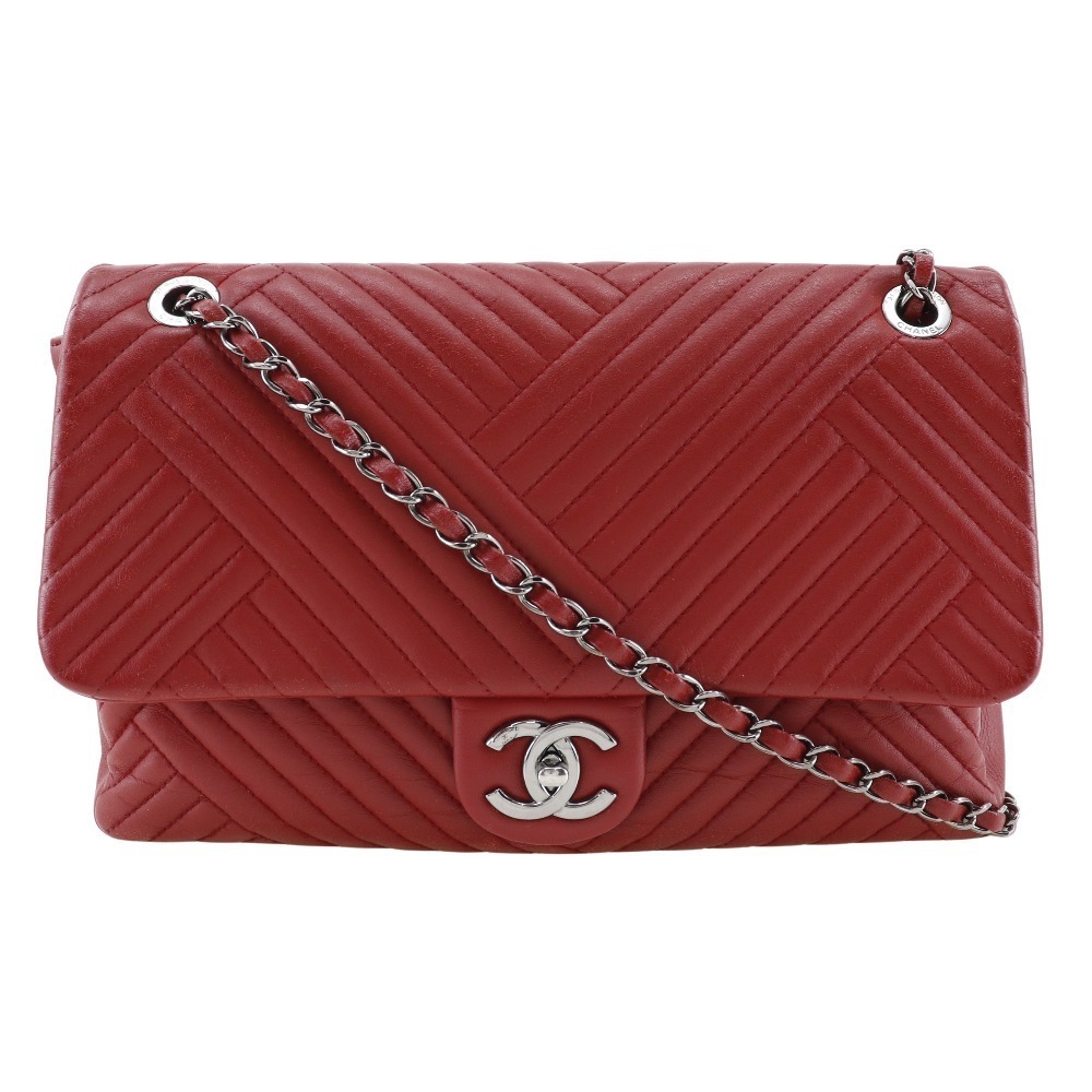 Chanel Chain Shoulder Bag Lambskin Red Shoulder Bag